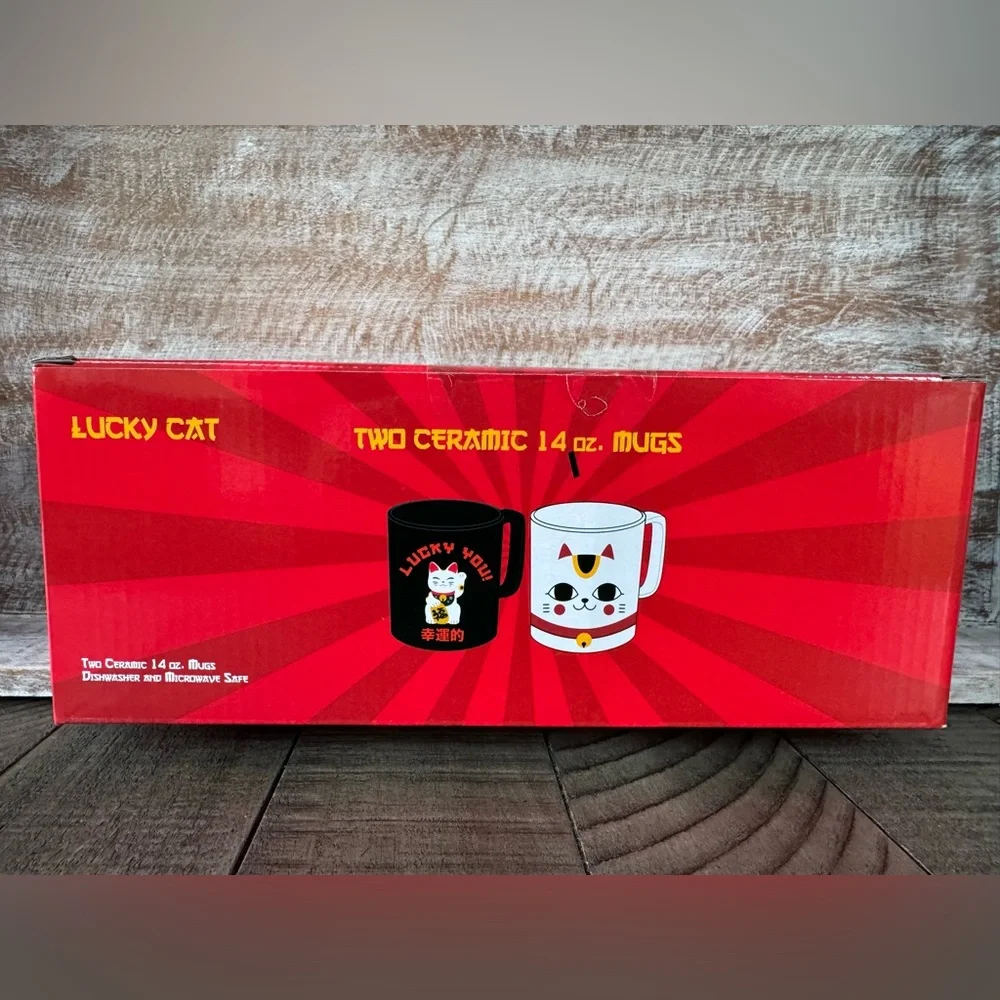 MAD Engine- Lucky Cat 2-Piece Mug Set (NEW)